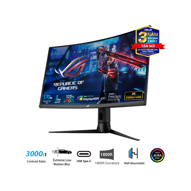Màn hình ASUS ROG Strix XG32VC (31.5 inch/WQHD/VA/170Hz/1ms/cong)