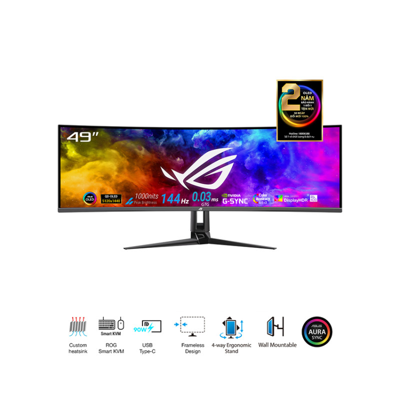 Màn hình ASUS ROG SWIFT OLED PG49WCD (49 inch/OLED/144Hz/0.03/cong)