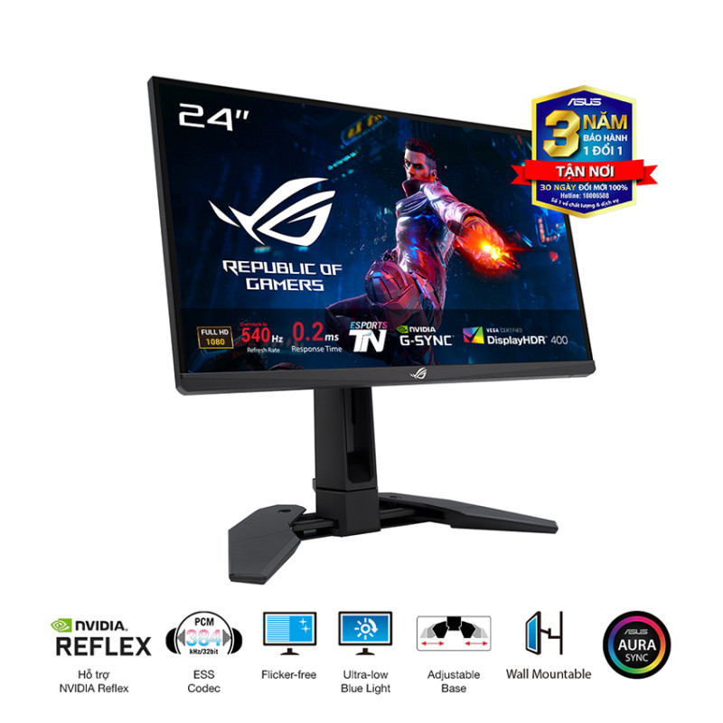 Màn hình ASUS ROG Swift Pro PG248QP (24.1 inch/FHD/TN/540Hz/0.2ms)