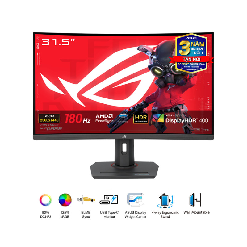Màn hình ASUS ROG Strix XG32WCS (31.5 inch/QHD/Fast VA/180Hz/1ms/cong)