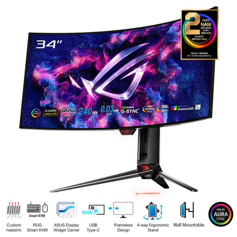 Màn hình ASUS ROG Swift OLED PG34WCDM (34 inch/WQHD/OLED/240Hz/0.03ms/cong)