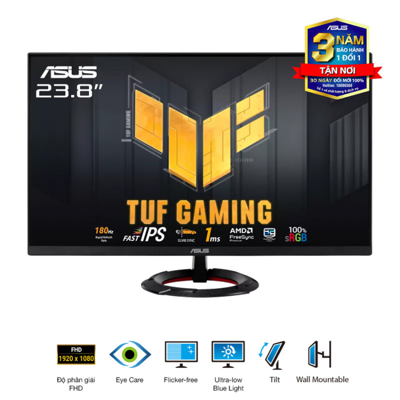 Màn hình ASUS TUF VG249Q3R (23.8 inch/FHD/Fast IPS/180Hz/1ms/loa)