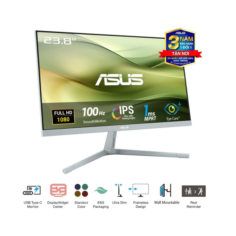 Màn hình ASUS VU249CFE-G (23.8 inch/FHD/IPS/100Hz/1ms/USB-C 15W)