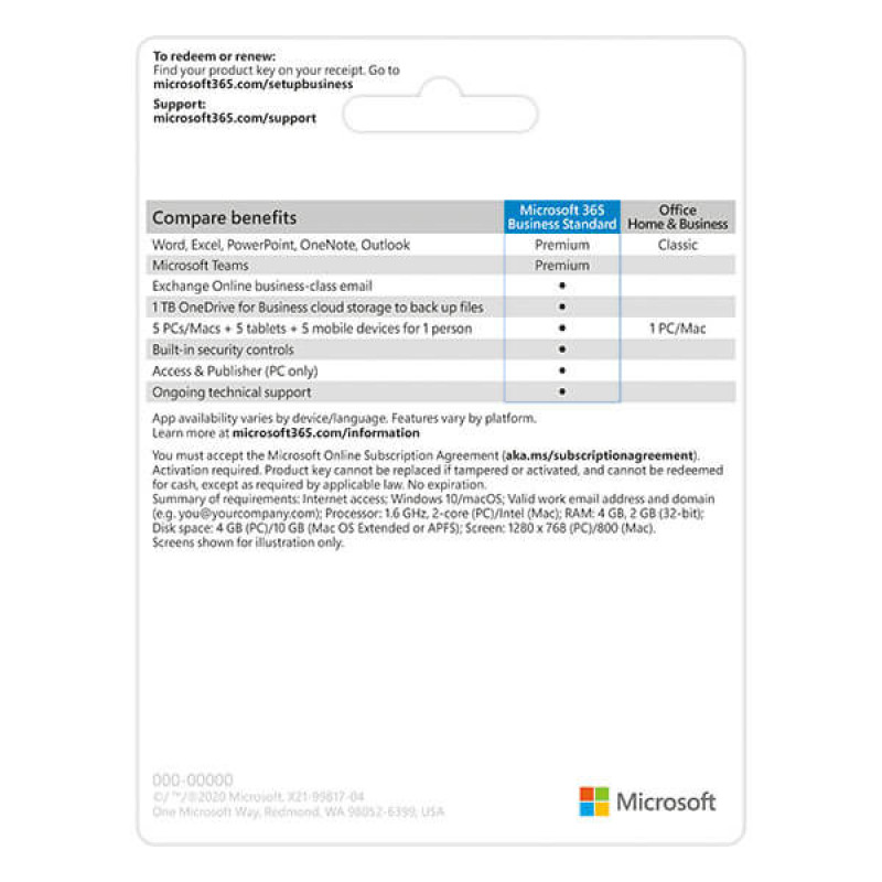Phần mềm Office Microsoft 365 Business Standard Retail ESD KLQ-00209 (1 User/ 5 PC+5 Tab+5 Mobile/ 12 tháng)